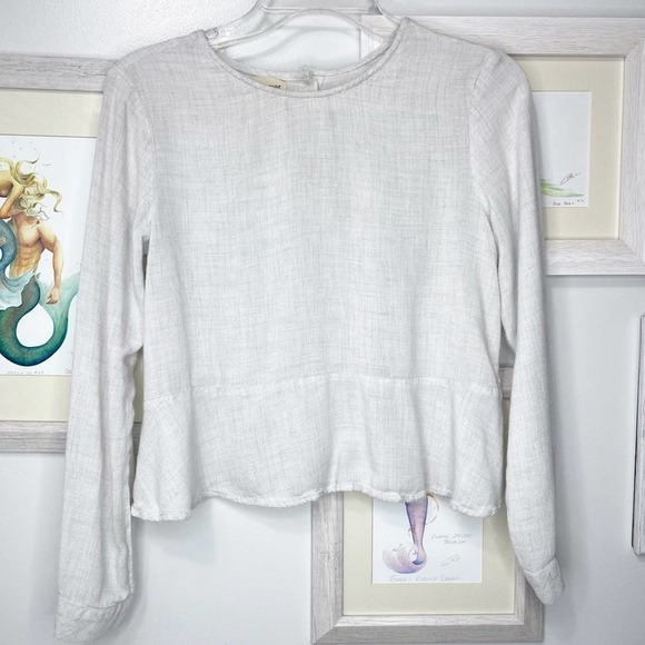 CLOTH & Stone Back Button Long Sleeve Peplum Top Size Extra Small - Picture 2 of 10